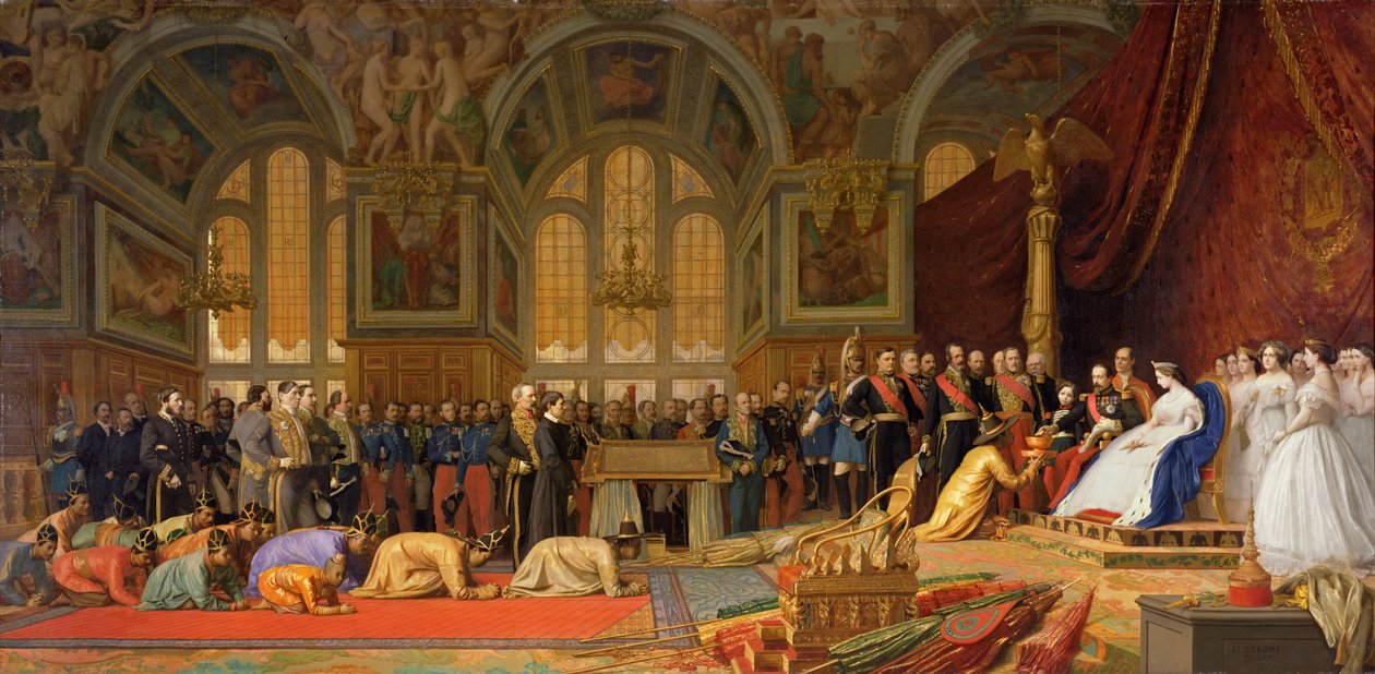 Recepción de los embajadores siameses por el emperador Napoleón III (1808-73) en el Palacio de Fontainebleau, 27 de junio de 1861 de Jean Leon Gerome
