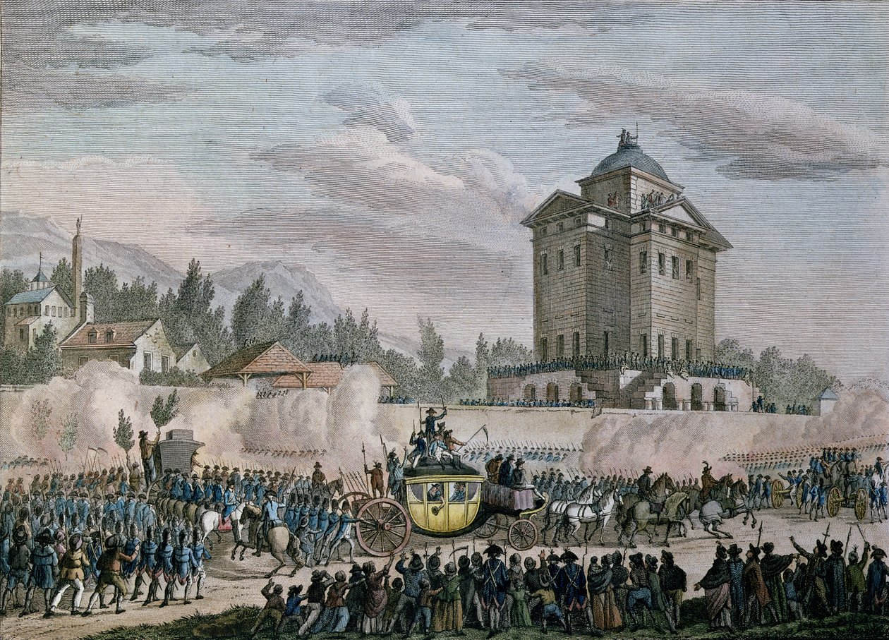 El regreso a París de Luis XVI (1754-93) desde Varennes, 26 de junio de 1791, grabado por Reinier Vinkeles (1741-1816) y Daniel Vrydag (1765-1822) de Jean Louis the Younger Prieur