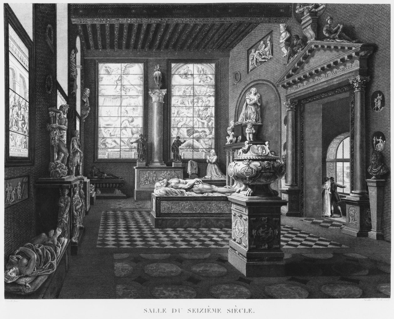 La sala del siglo XVI, Museo de Monumentos Franceses, París, ilustración de 