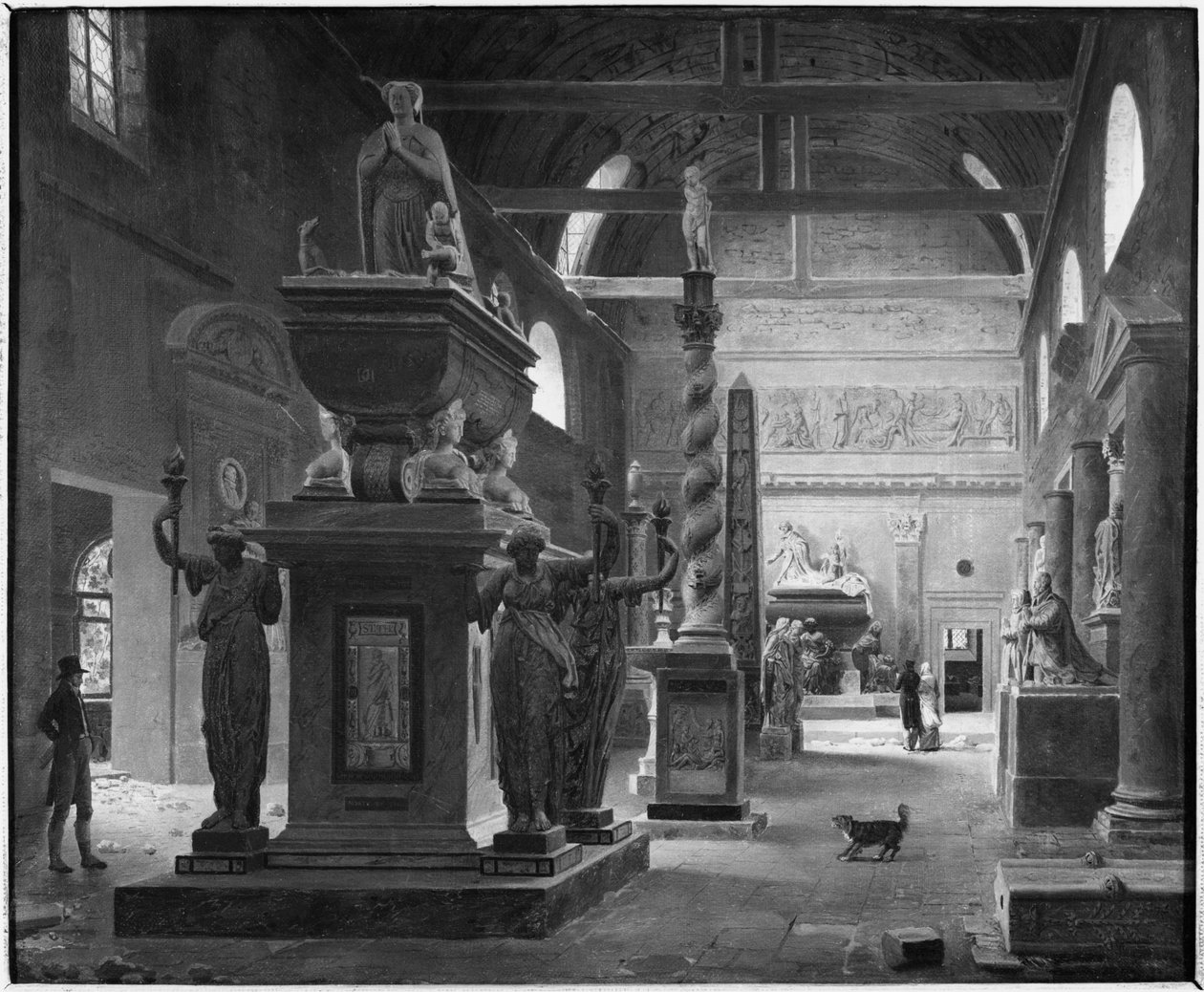 La gran sala del Museo de Monumentos Franceses, c.1820 de Jean Lubin Vauzelle
