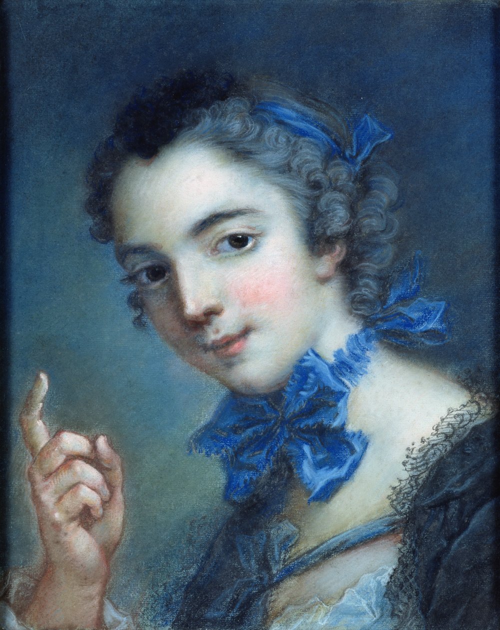Retrato de una niña, c.1750 (pastel sobre papel) de Jean Marc Nattier