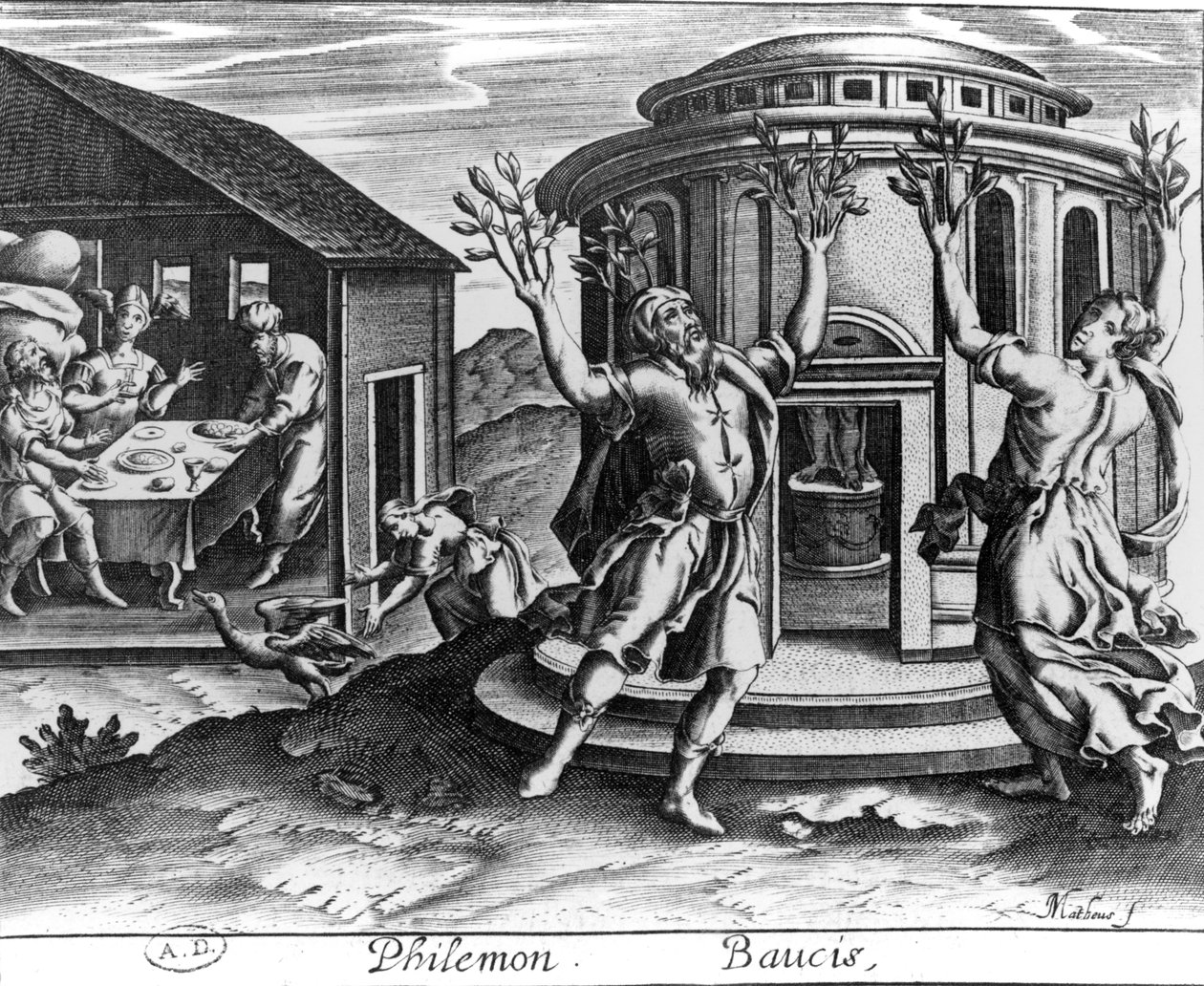 Filemón y Baucis, de una edición de las Metamorfosis de Ovidio, publicada en París en 1619 de Jean Matheus