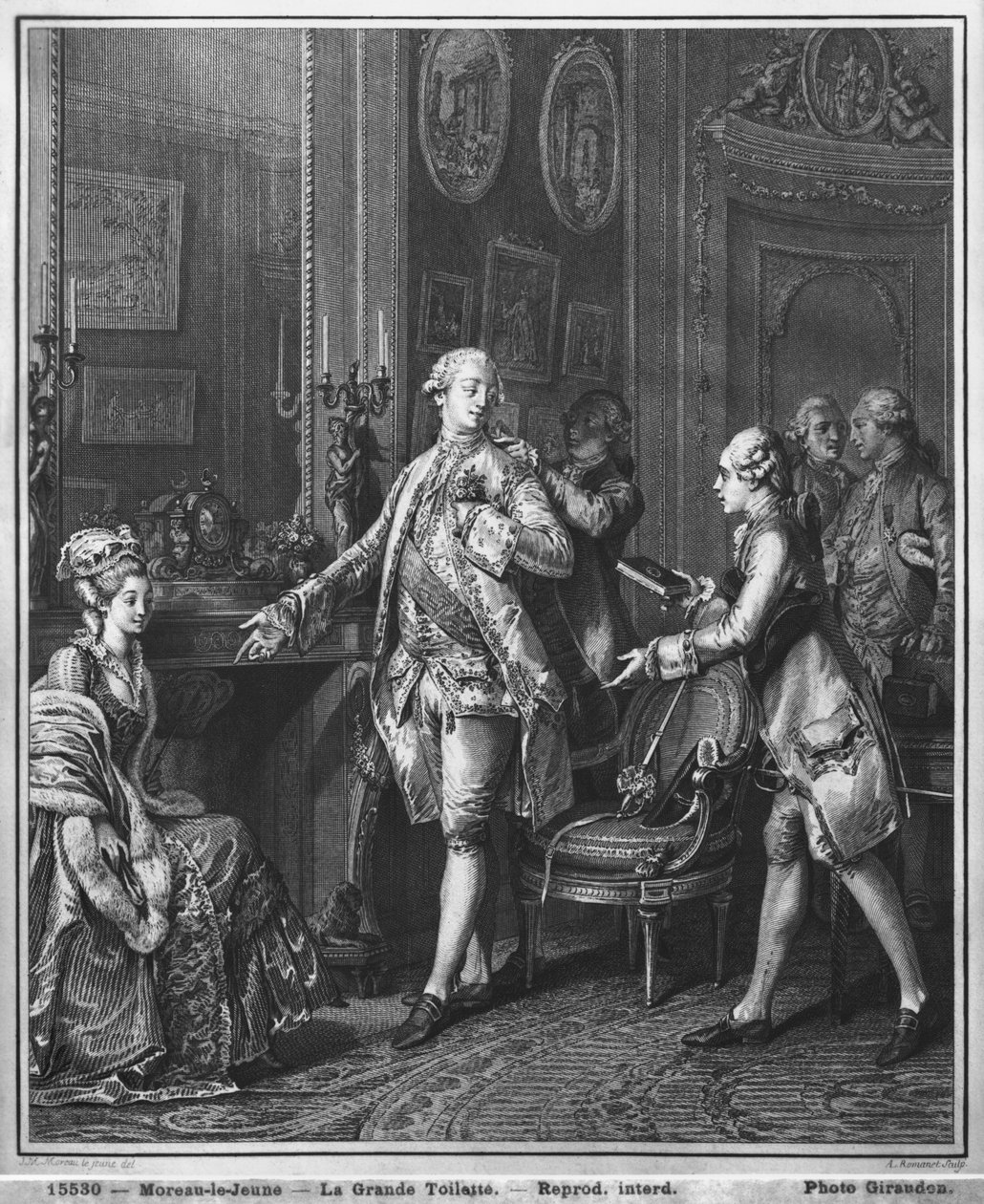 La gran toilette, grabado por Antoine Louis Romanet, c.1777 de Jean Michel the Younger Moreau