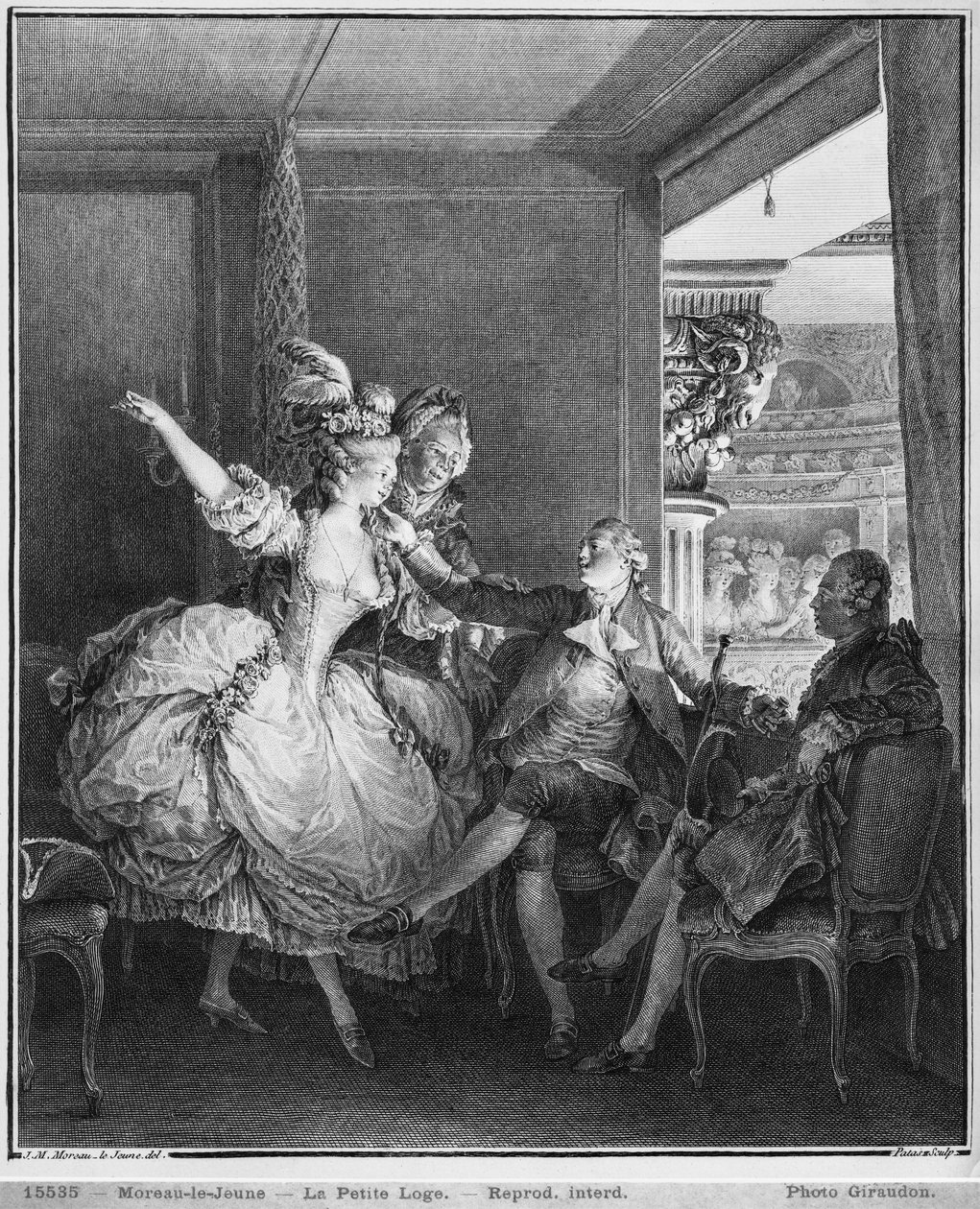 La pequeña caja, grabado por Charles Emmanuel Patas de Jean Michel the Younger Moreau