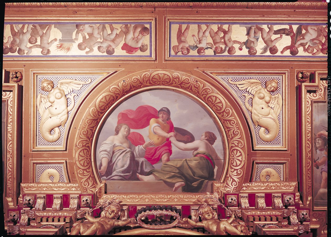 Detalle del techo que representa una escena de la historia de Perseo, en la Cámara del Rey de Jean Laurent Mosnier