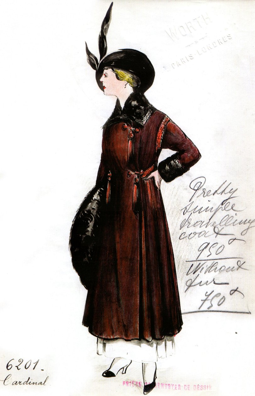El diseño del abrigo de viaje del cardenal de Jean Philippe Worth