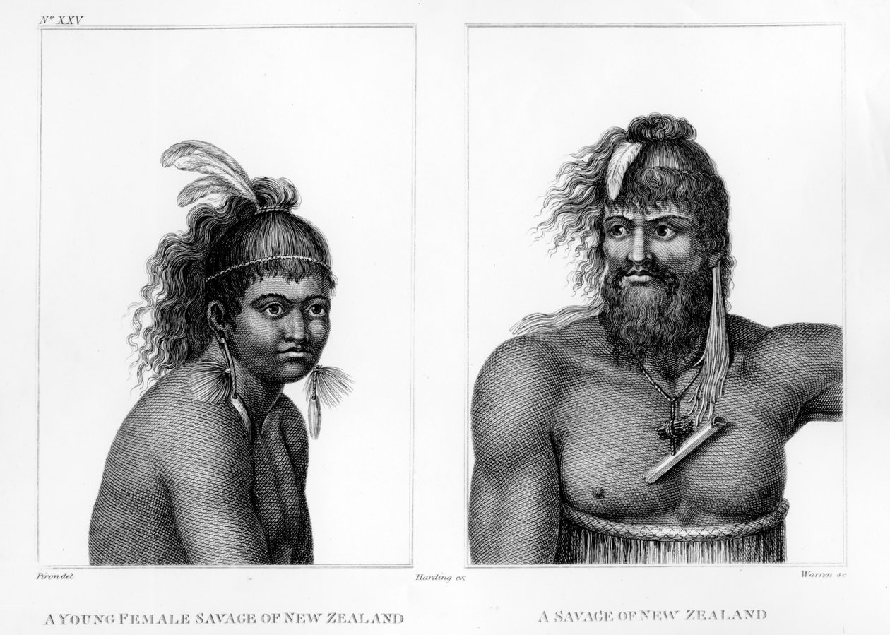 Dos salvajes de Nueva Zelanda, ilustración de 