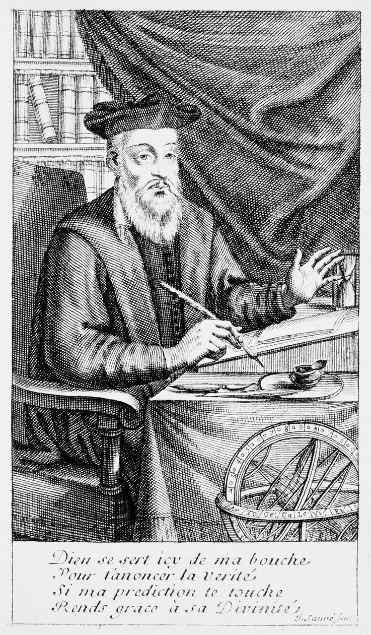 Nostradamus escribiendo sus profecías de Jean Sauvé