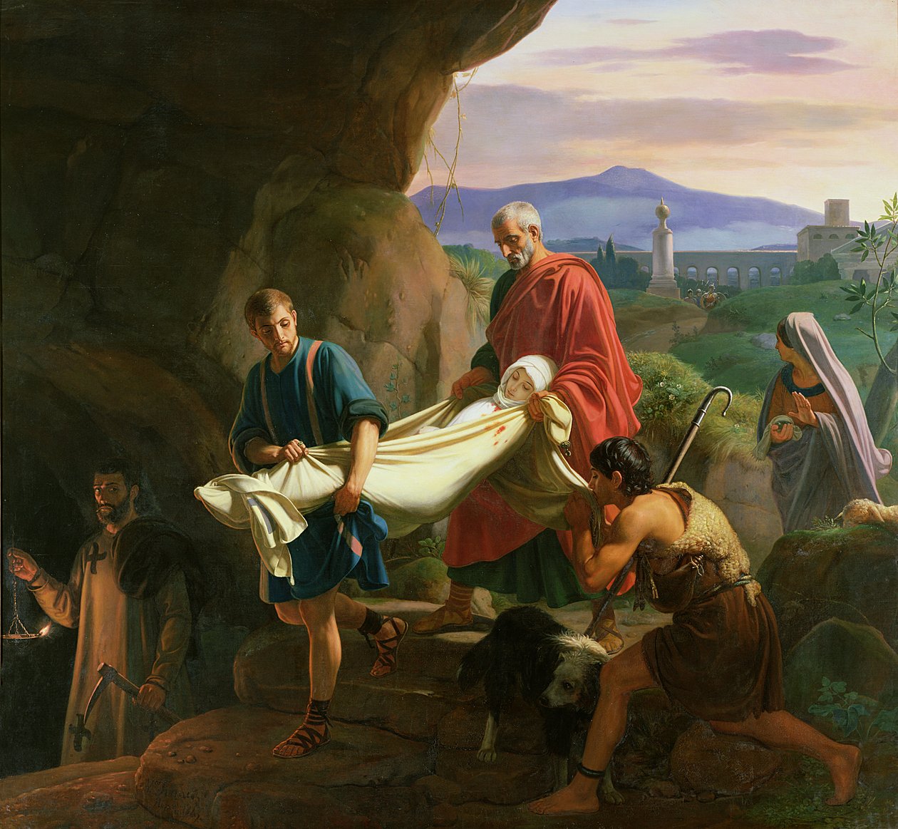 Funeral de un joven mártir en las catacumbas de Roma, 1847 de Jean Victor Schnetz