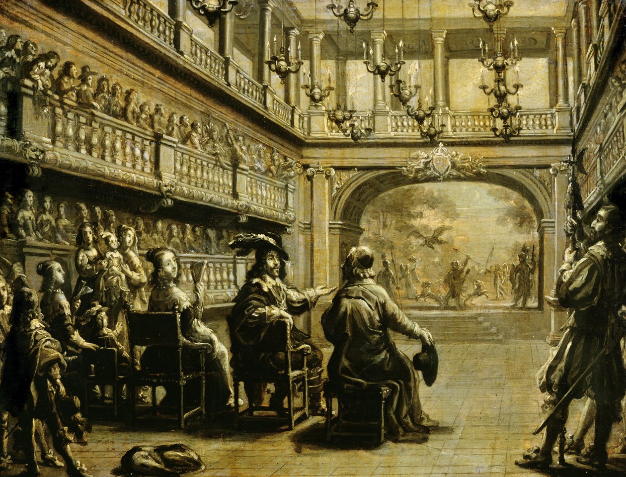 Luis XIII (1601-43) Ana de Austria (1601-66) y el cardenal Richelieu (1585-1642) en la producción de 