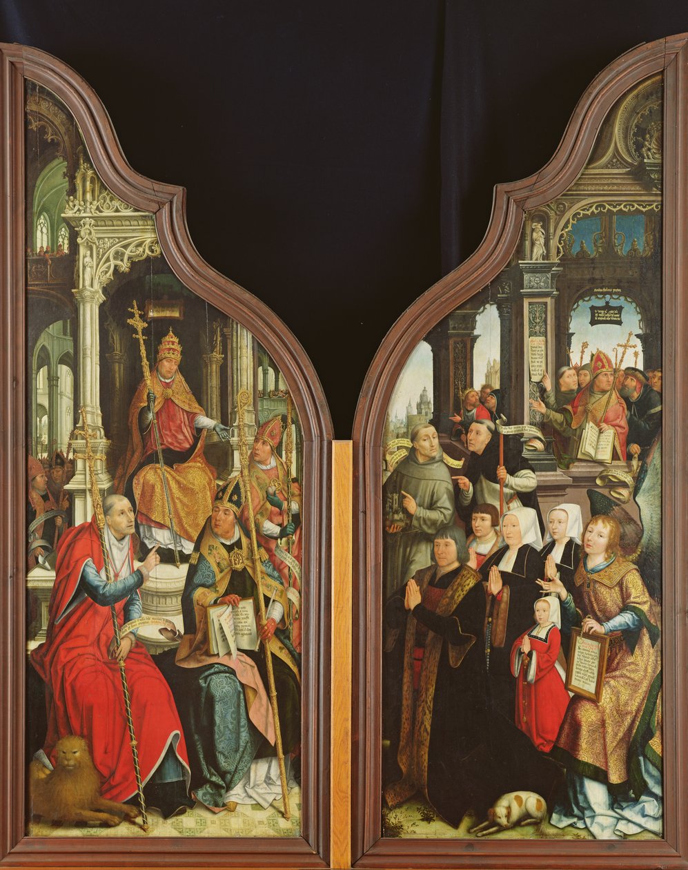 Los Padres de la Iglesia y los Donantes, del Tríptico de la Inmaculada Concepción de Jean the Elder Bellegambe
