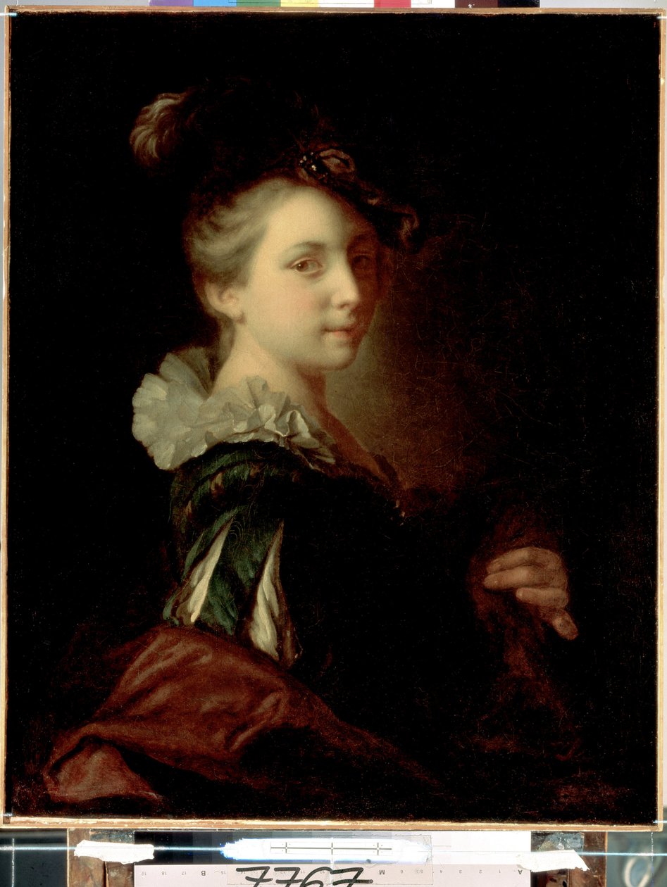 ""joven actriz en traje de teatro"" (Mujer joven en traje de teatro) Pintura de Alexis Grimou (1678-1733) hacia 1730 Dim. 74x59 cm Museo del Hermitage de San Petersburgo de Jean Alexis Grimou