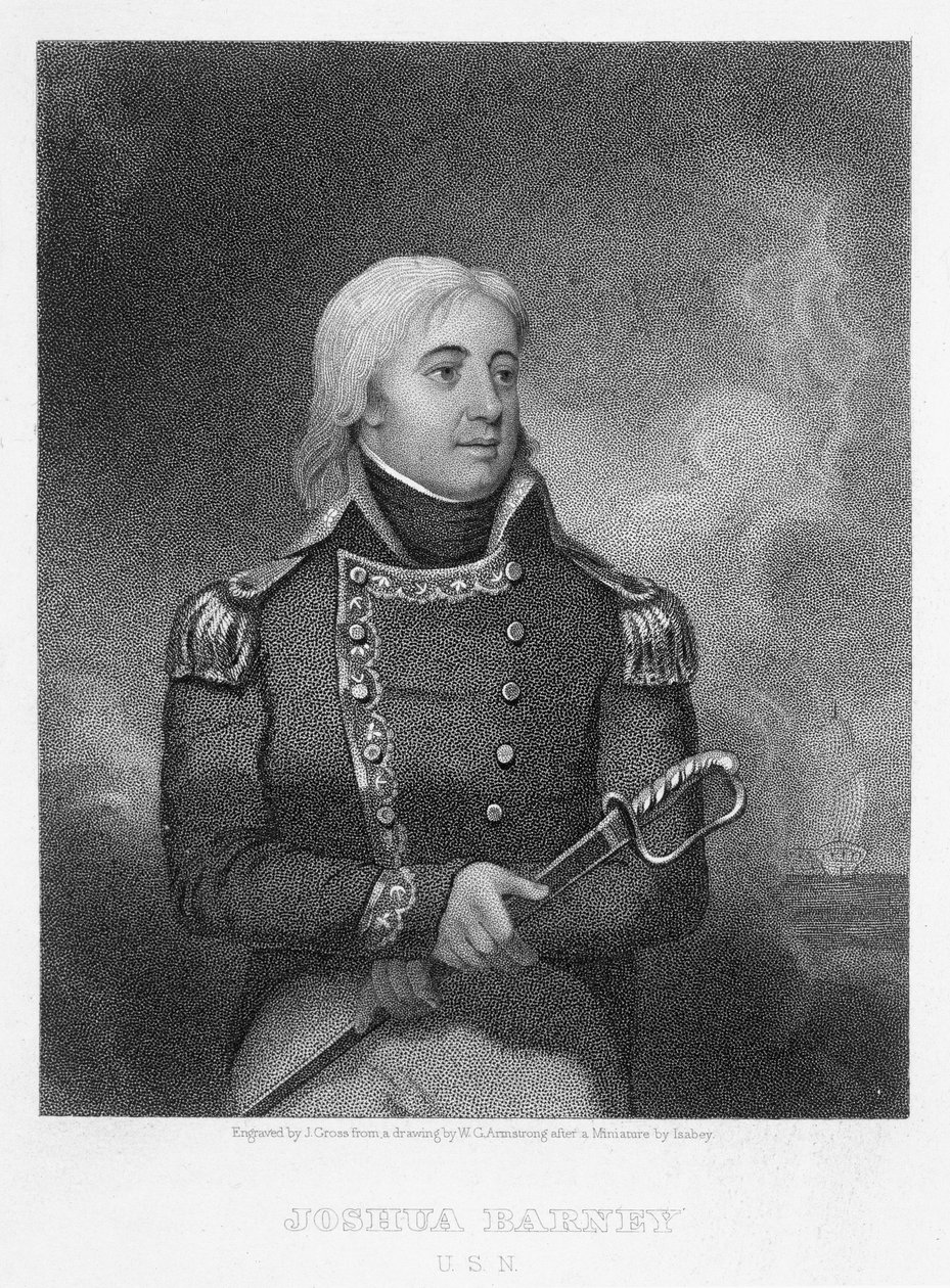 Joshua Barney (1759-1818), grabado por J. Gross después de una copia de la miniatura original de William G. Armstrong (1823-90) de Jean Baptiste Isabey