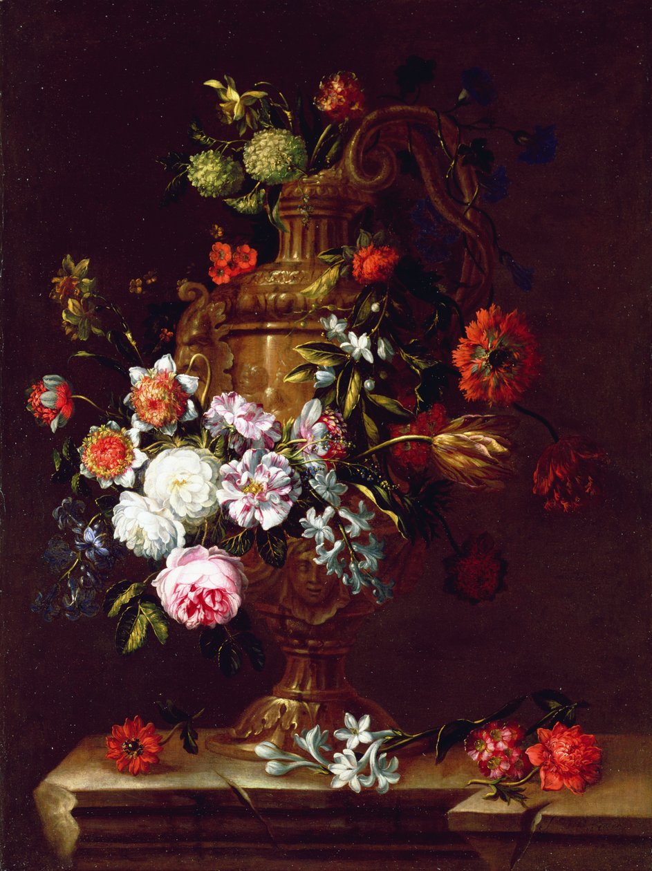 Naturaleza Muerta de flores en una Urna, siglo XVII de Jean Baptiste Monnoyer