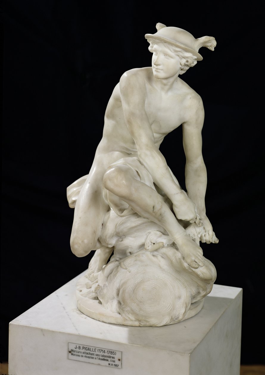Mercurio ajustando sus sandalias aladas, 1744 de Jean Baptiste Pigalle