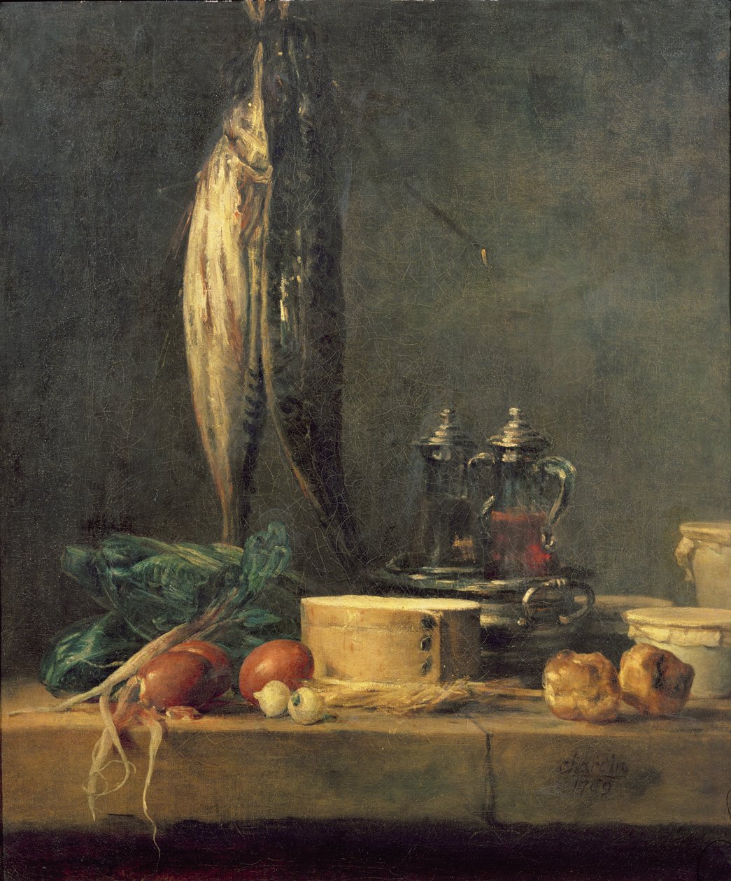 Naturaleza muerta con pescado de Jean Baptiste Simeon Chardin