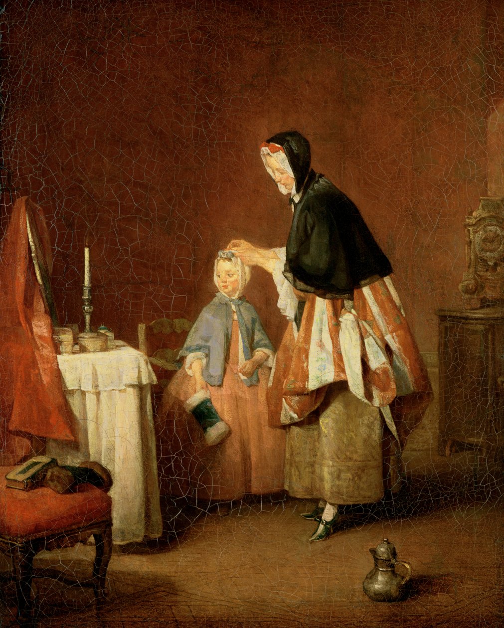 El aseo matutino de Jean Baptiste Simeon Chardin