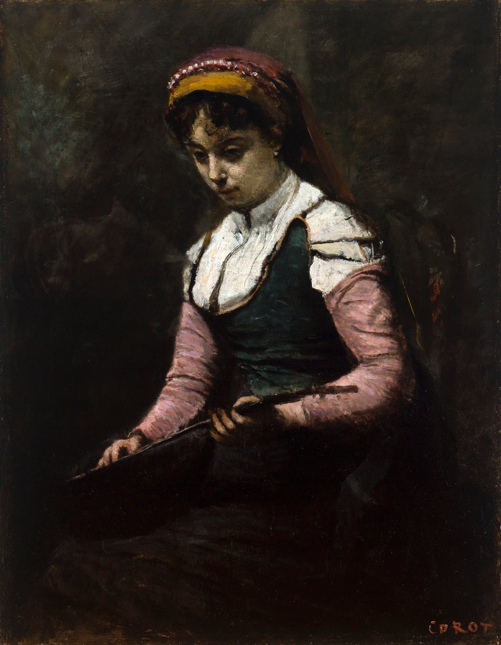 niña con mandolina de Jean-Baptiste-Camille Corot