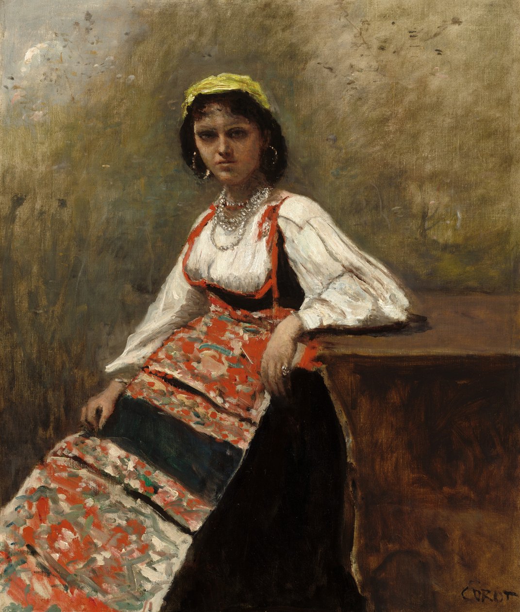 Mujer italiana (La Morieri) de Jean-Baptiste-Camille Corot