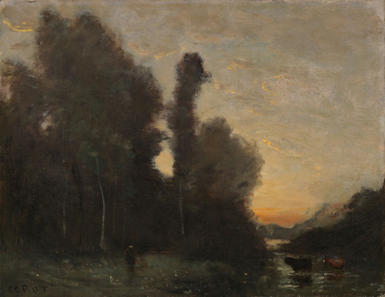Paisaje, ambiente vespertino de Jean-Baptiste-Camille Corot