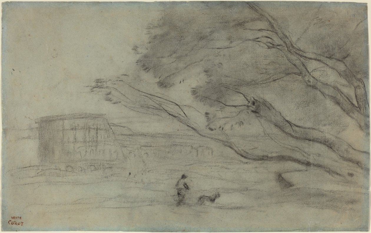 Recuerdo: Paisaje romano con el Coliseo de Jean-Baptiste-Camille Corot