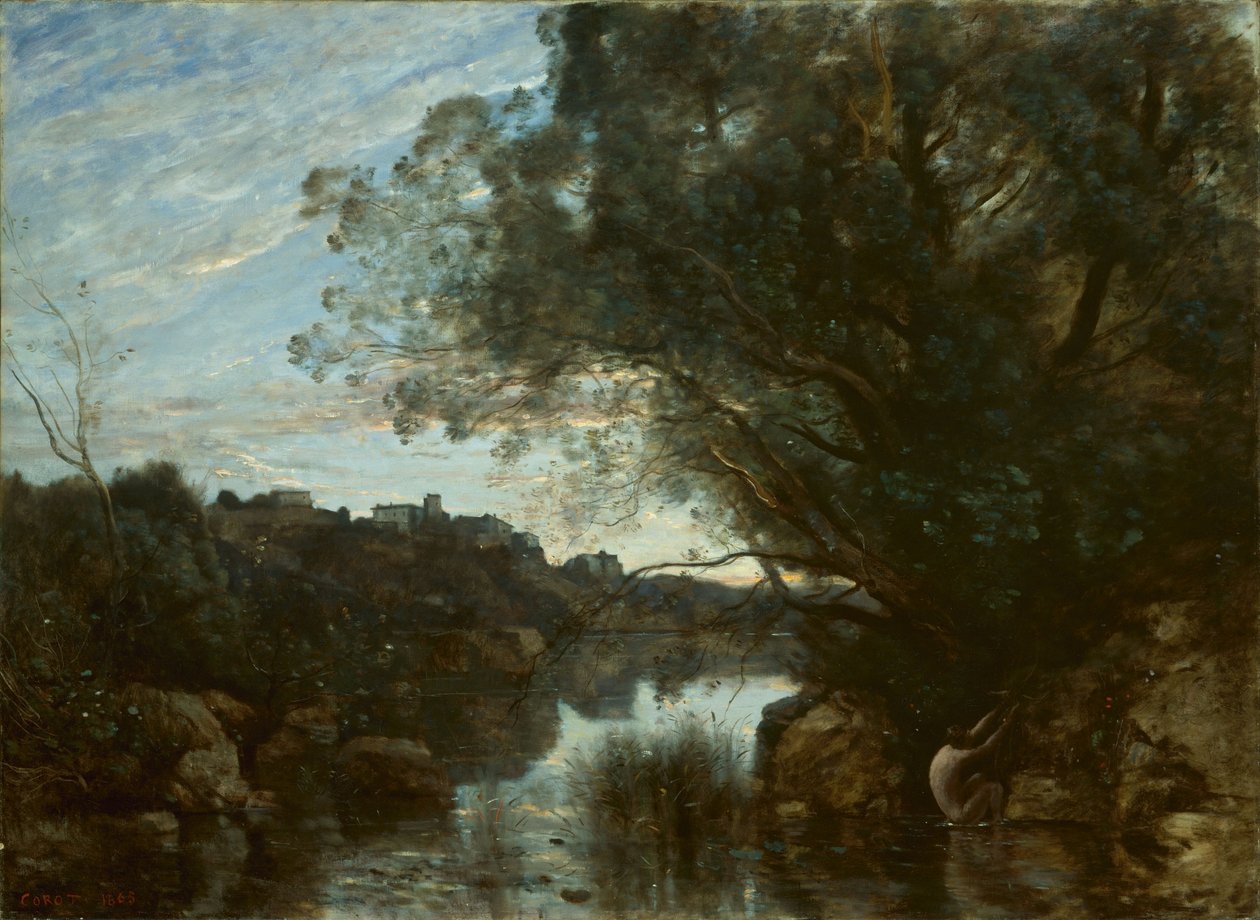 Recuerdo de los Alrededores del Lago Nemi de Jean-Baptiste-Camille Corot