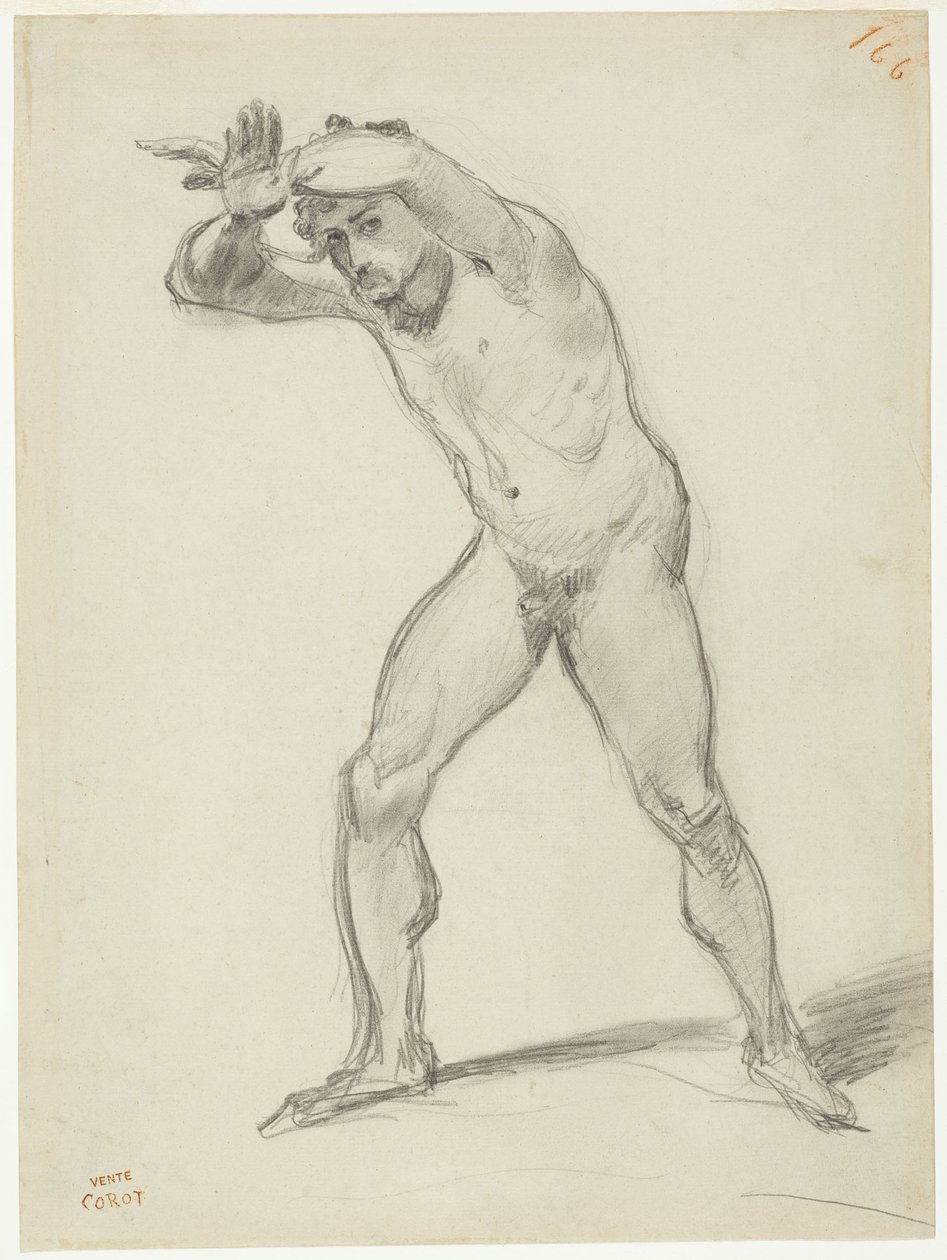 Desnudo masculino de pie de Jean-Baptiste-Camille Corot