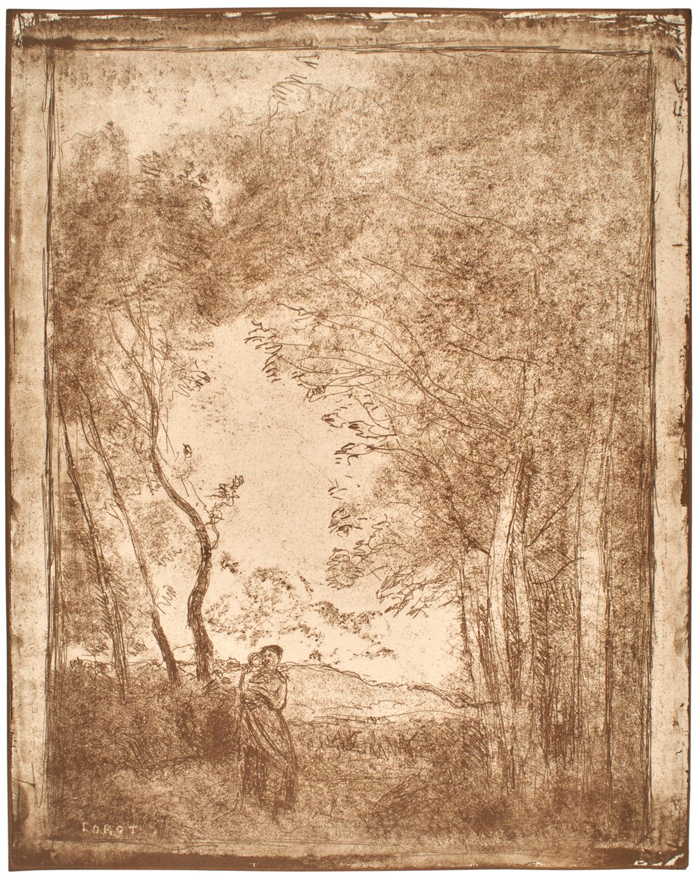 Joven madre a la entrada de un bosque de Jean-Baptiste-Camille Corot