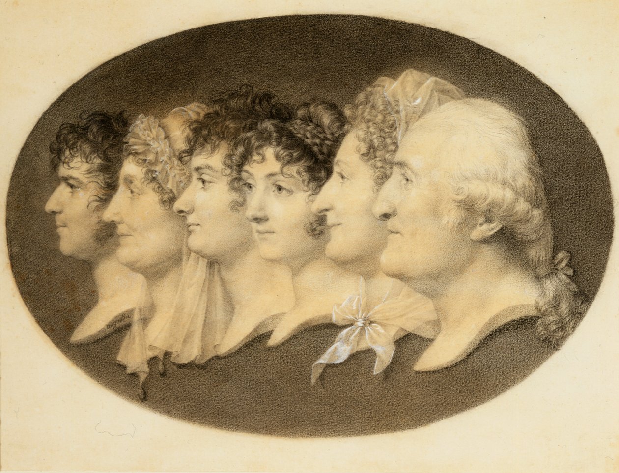 Retrato de perfil de Augustin y su familia de Jean Baptiste Jacques Augustin