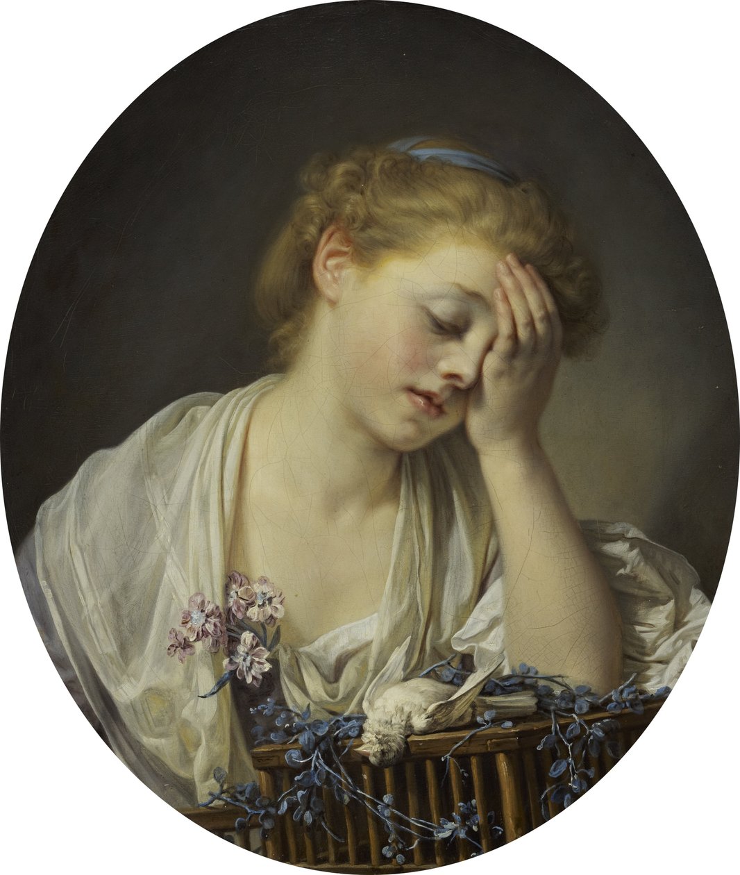 Una chica con un canario muerto de Jean-Baptiste Greuze