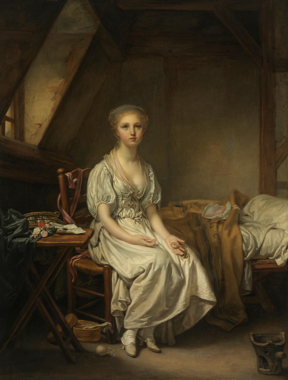 Las quejas del reloj (La virtud vacilante) de Jean-Baptiste Greuze