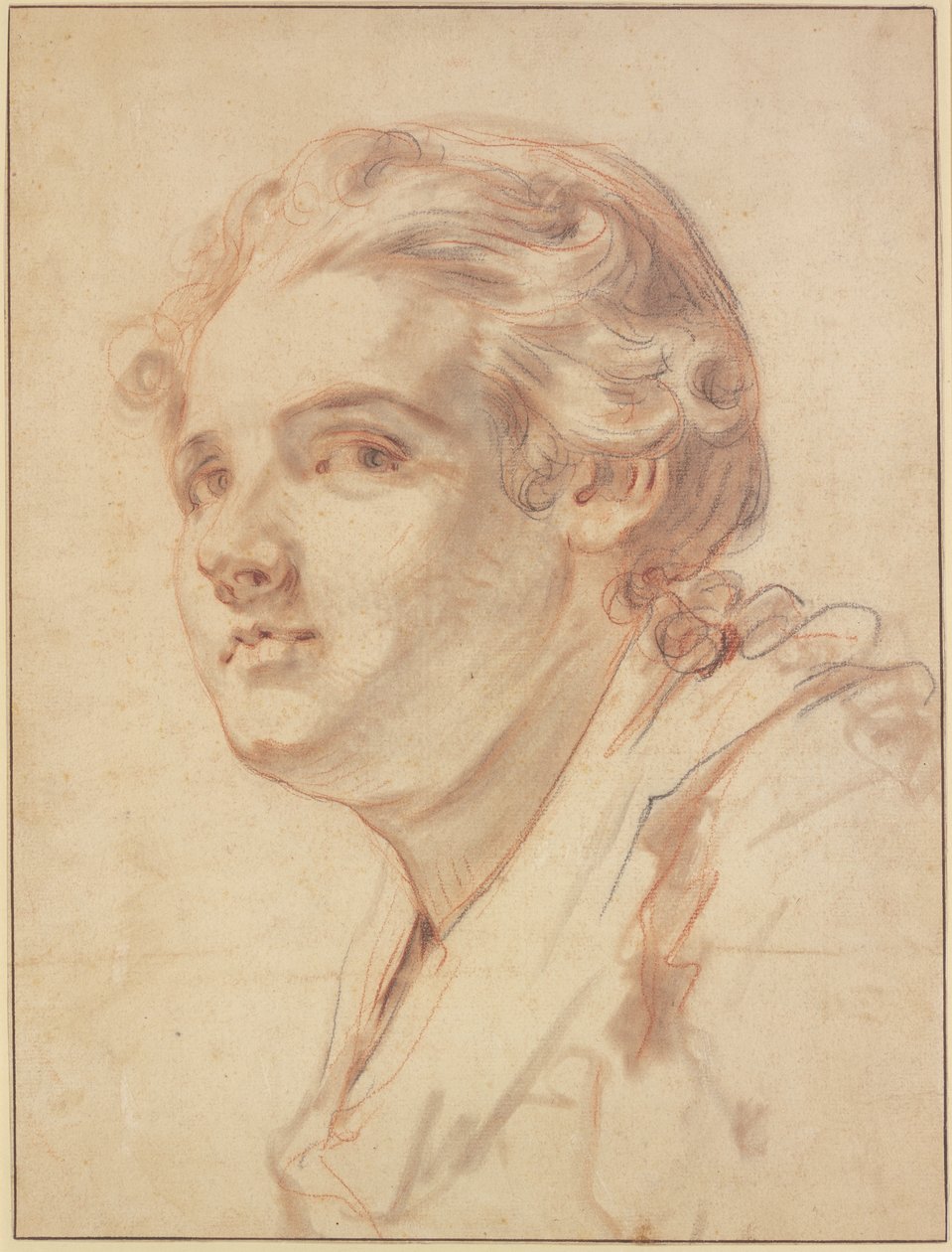 Joven de tres cuartos vuelto hacia la izquierda de Jean-Baptiste Greuze
