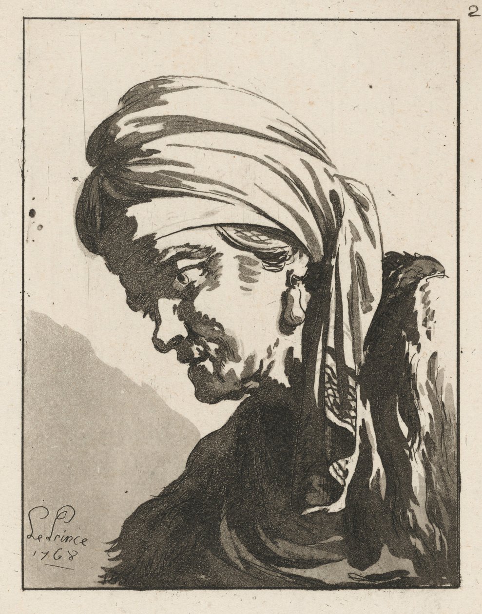 Cabeza de una anciana encorvada de Jean-Baptiste Le Prince