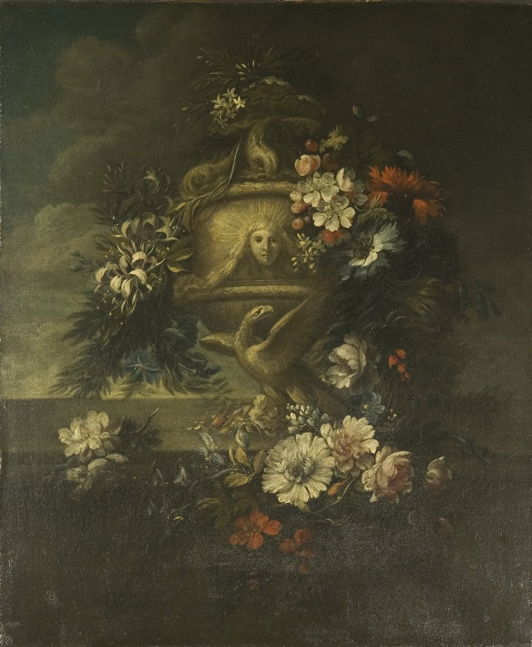 Flores en un jarrón esculpido de Jean Baptiste Monnoyer