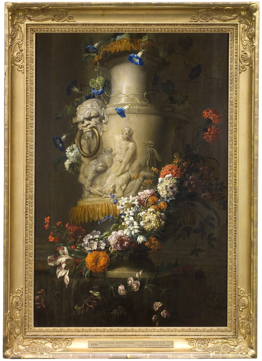 Marmorvase mit Blumengirlande de Jean-Baptiste Monnoyer