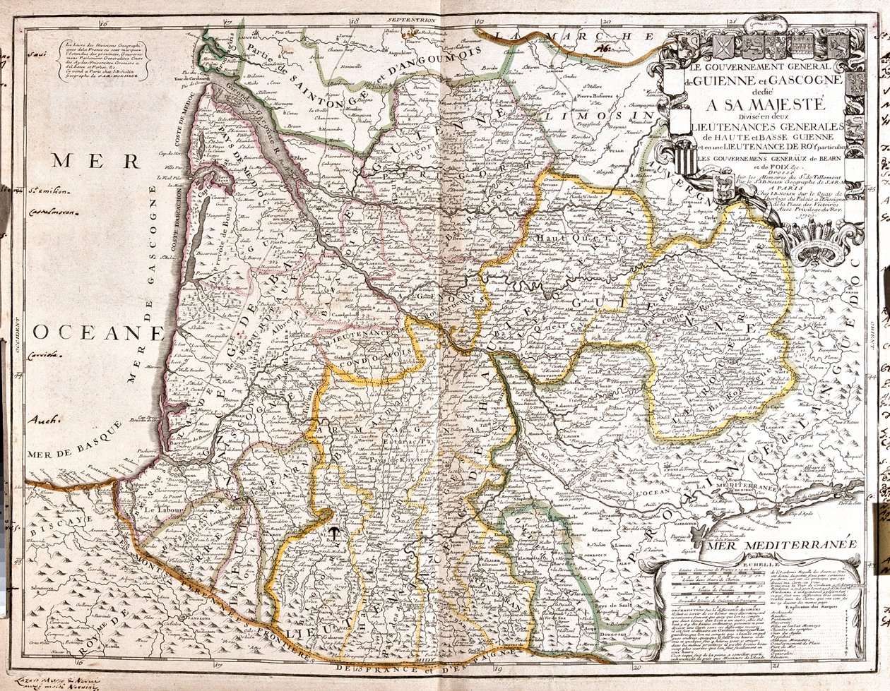 Aquitania, Mediodía-Pirineos, Languedoc-Rosellón, Francia de Jean Baptiste Nolin
