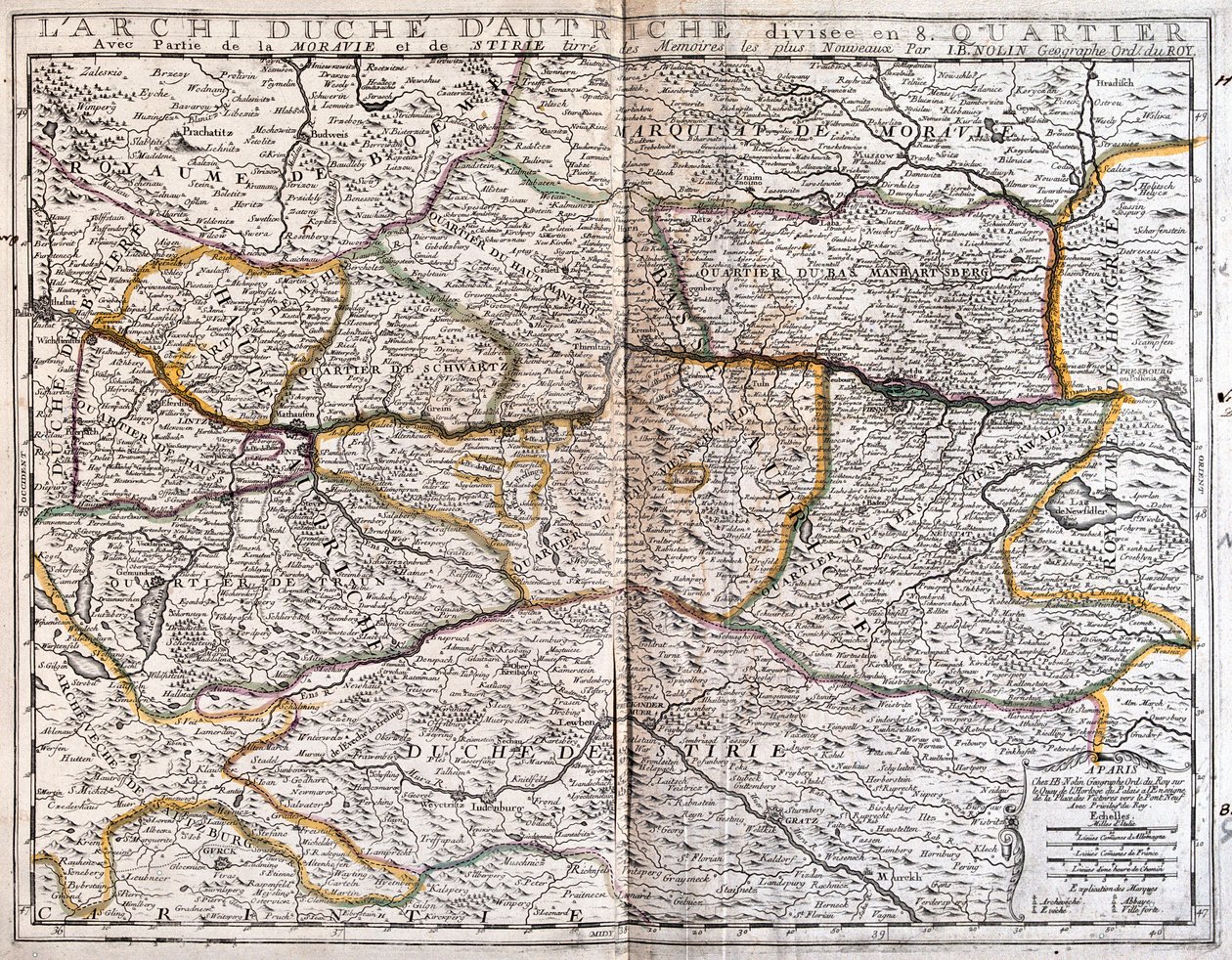 Austria (Estado: Alta Austria, Baja Austria, Burgenland), República Checa (sur de Boemia y Moravia) de Jean Baptiste Nolin
