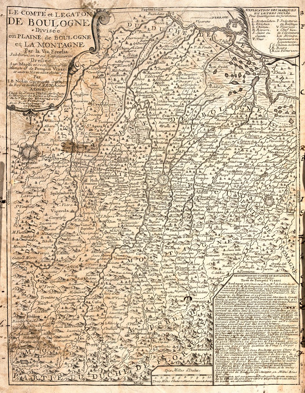 Emilia-Romaña oriental, Toscana nororiental, Italia de Jean Baptiste Nolin