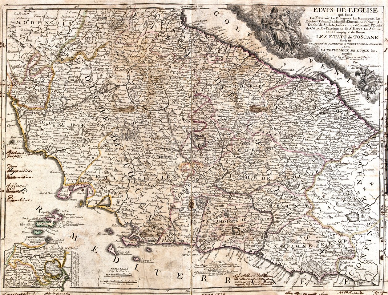 Emilia-Romaña, Toscana, Las Marcas, Umbría, Abruzos, Lacio, Italia de Jean Baptiste Nolin