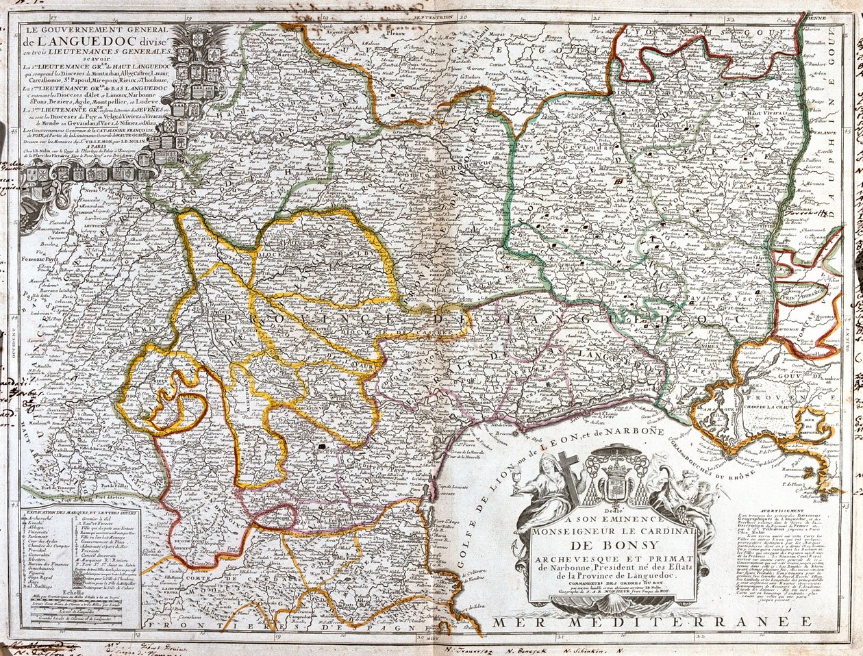 Francia (Región: Languedoc-Rosellón, oeste de Ródano-Alpes, Mediodía-Pirineos), España(Comunidad: Cataluña), Andorra, Francia de Jean Baptiste Nolin