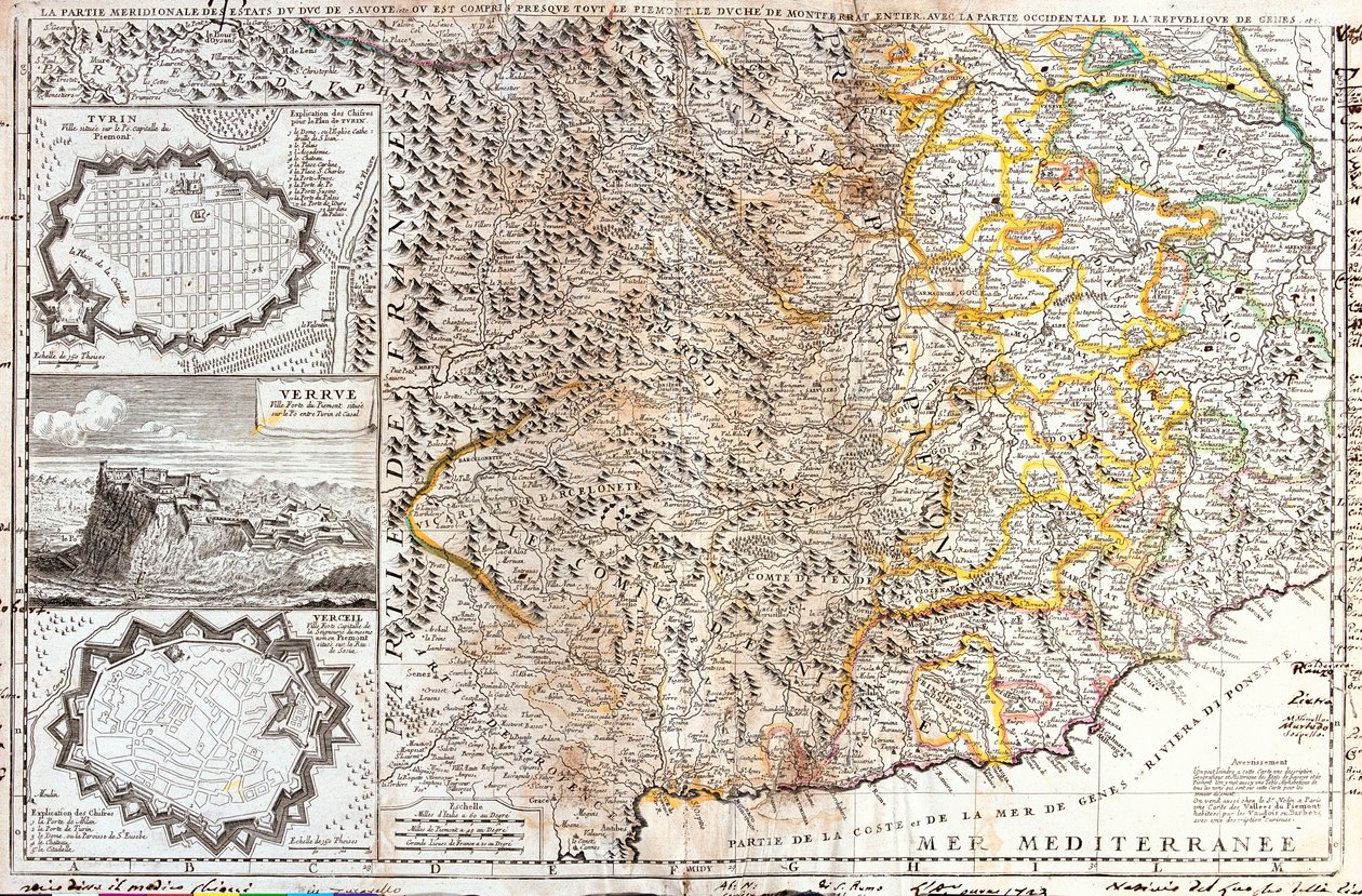 Francia ( Región: Provenza-Alpes-Costa Azul), Italia ( Región: Piamonte, Liguria) de Jean Baptiste Nolin