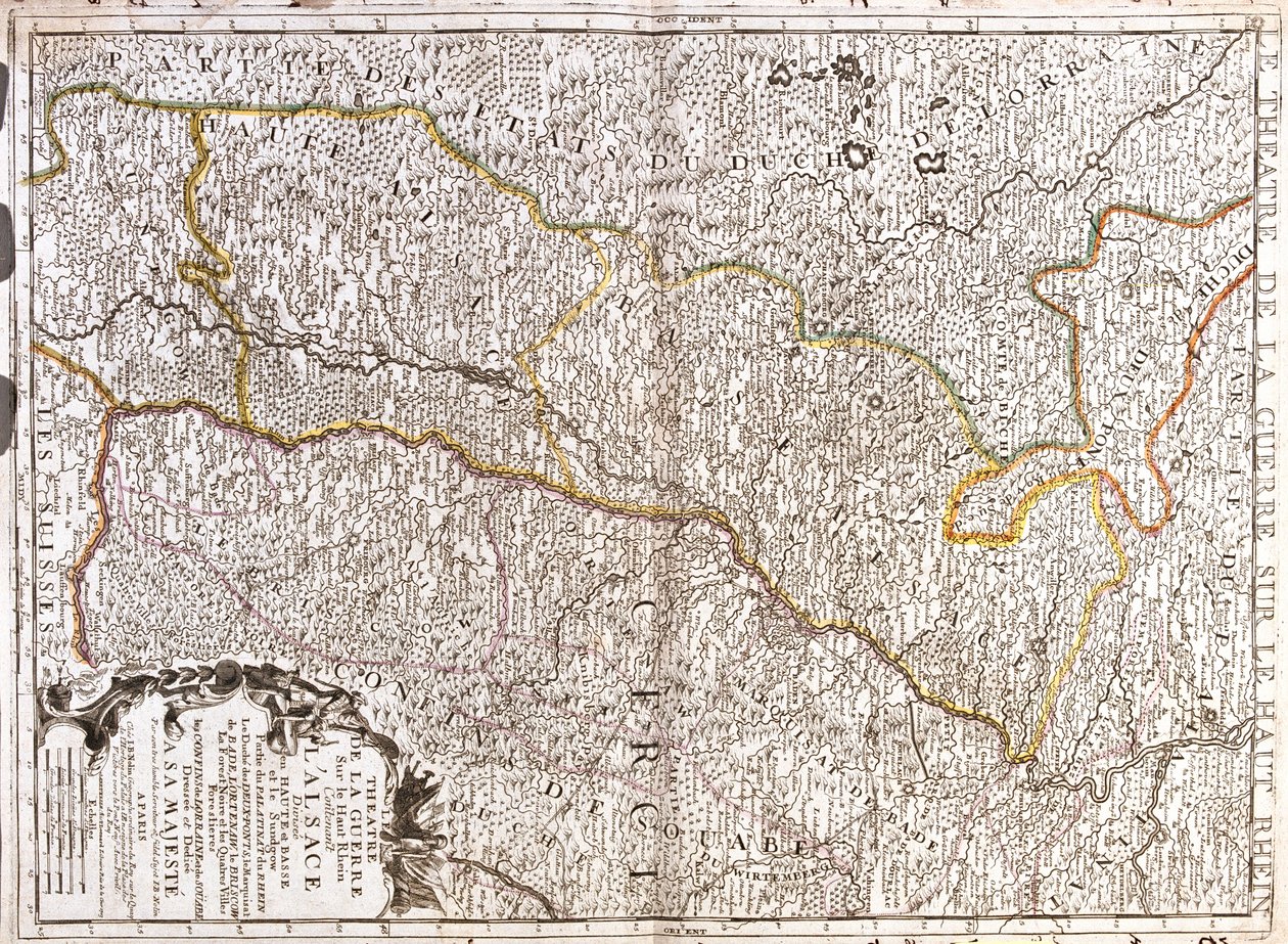 Alemania (Estado: Sarre, Renania-Palatinado, Baden-Wurtemberg), Francia (Franco Condado, Alsacia, Lorena), Suiza (Cantón: Basilea-Ciudad) de Jean Baptiste Nolin