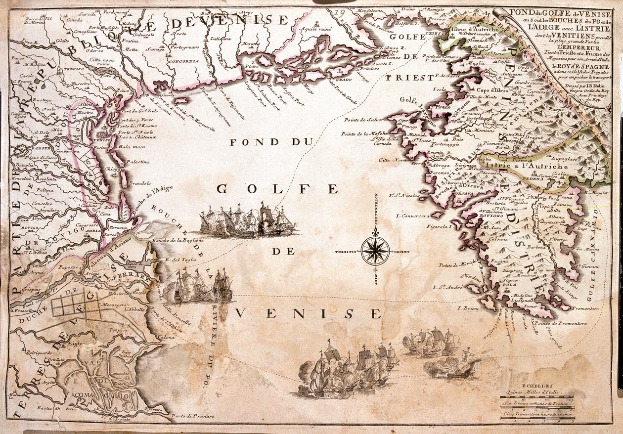 Italia (Región: sudeste del Véneto), Eslovenia (Región estadística:CoastalKarst), Croacia (Condado: Istria) de Jean Baptiste Nolin