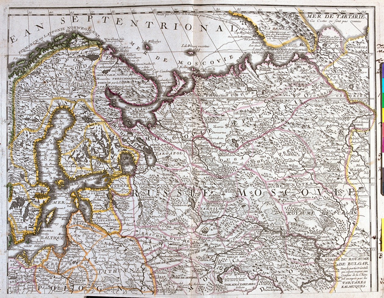 Mapa de Moscú (Rusia), el Reino de Suecia, las Provincias Bálticas y parte de Polonia de Jean Baptiste Nolin