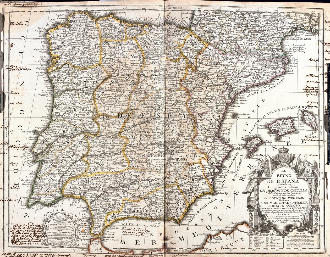 Mapa del Reino de España de Jean Baptiste Nolin