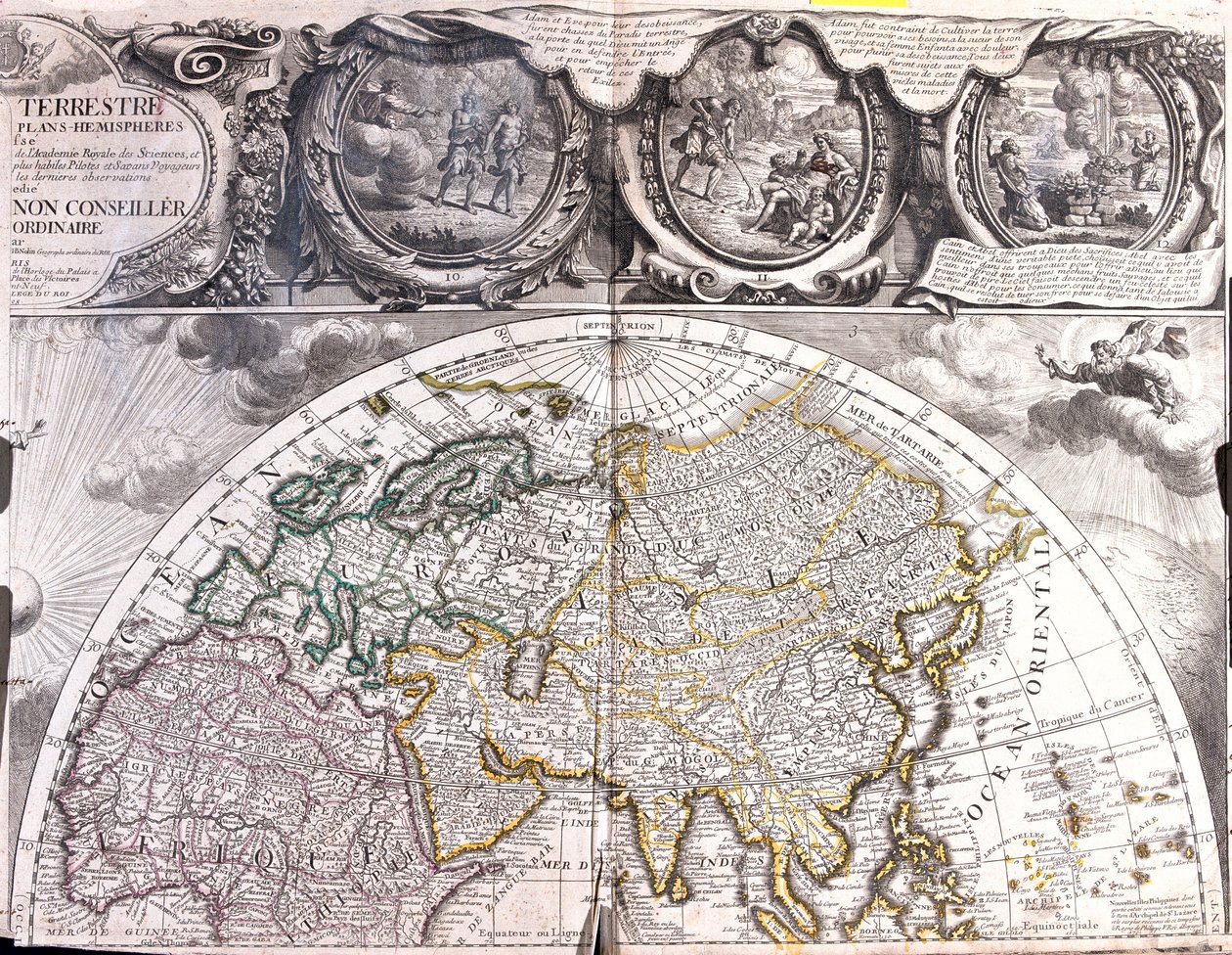 Mapa del hemisferio norte de Jean Baptiste Nolin