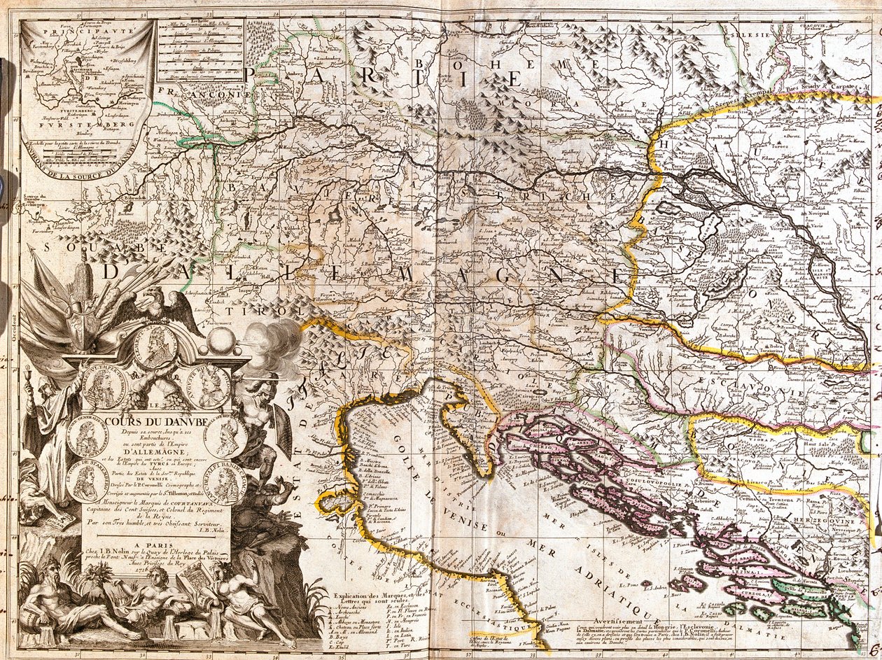 Sudeste de Alemania, sur de la República Checa, Austria, oeste de Eslovaquia, oeste de Hungría, Eslovenia, Croacia, Bosnia y Herzegovina. de Jean Baptiste Nolin