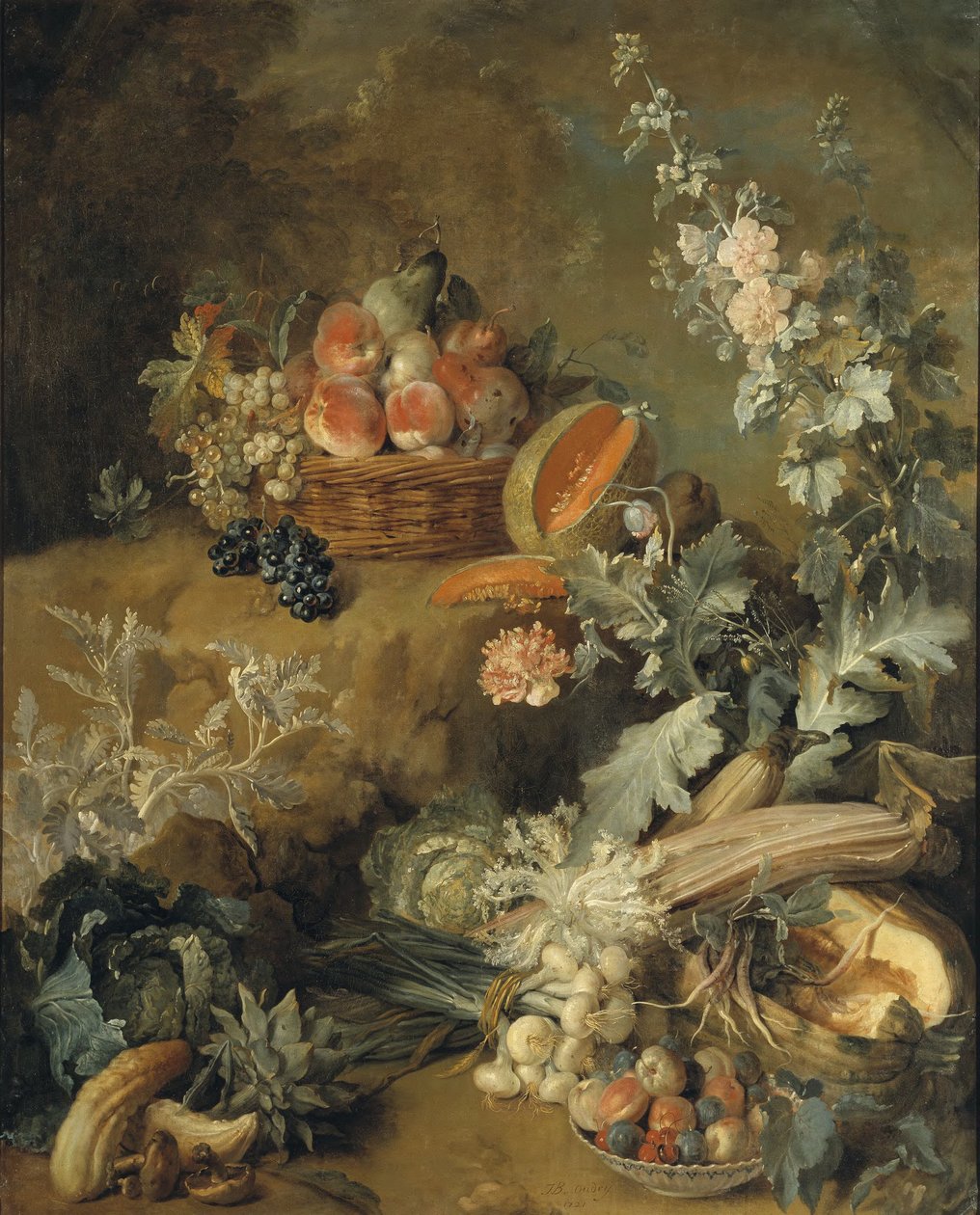 Bodegón de frutas y verduras («Tierra») de Jean-Baptiste Oudry