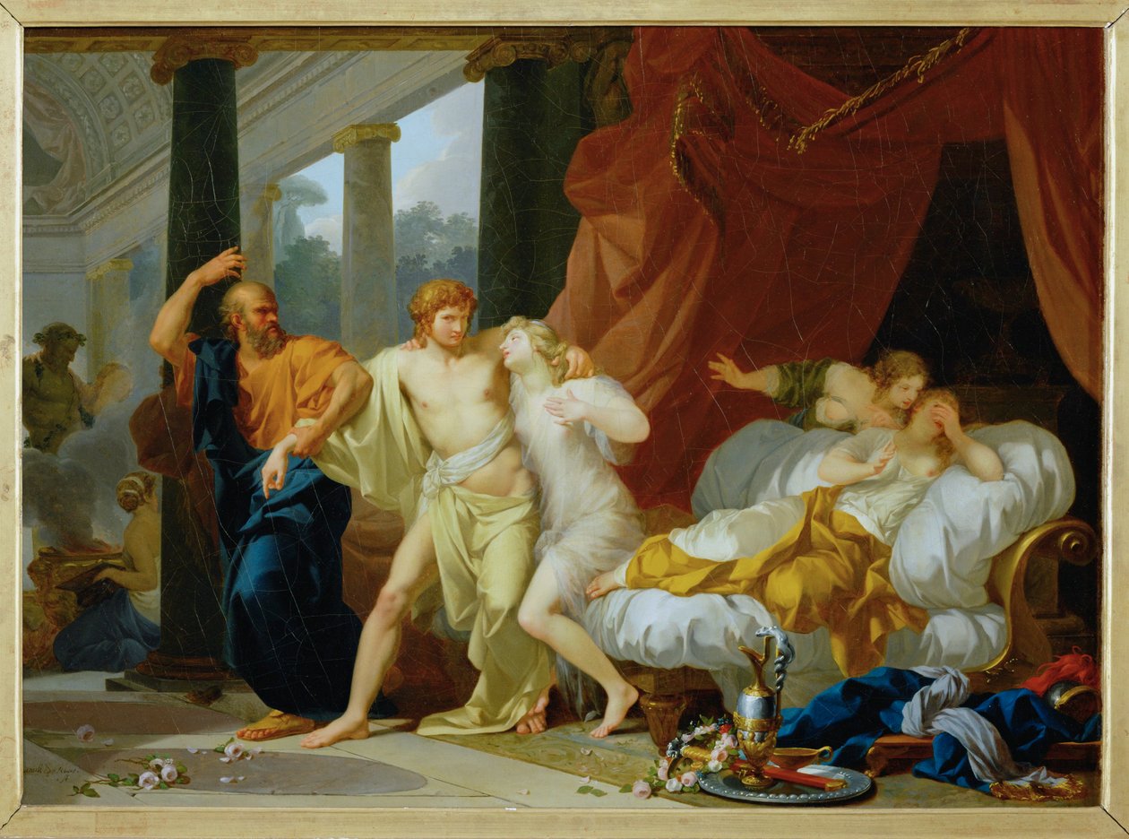 Socrate arrachant Alcibiade du sein de la Volupte - Sócrates arrastra a Alkibiades de los brazos del placer voluptuoso ... de Jean Baptiste Regnault