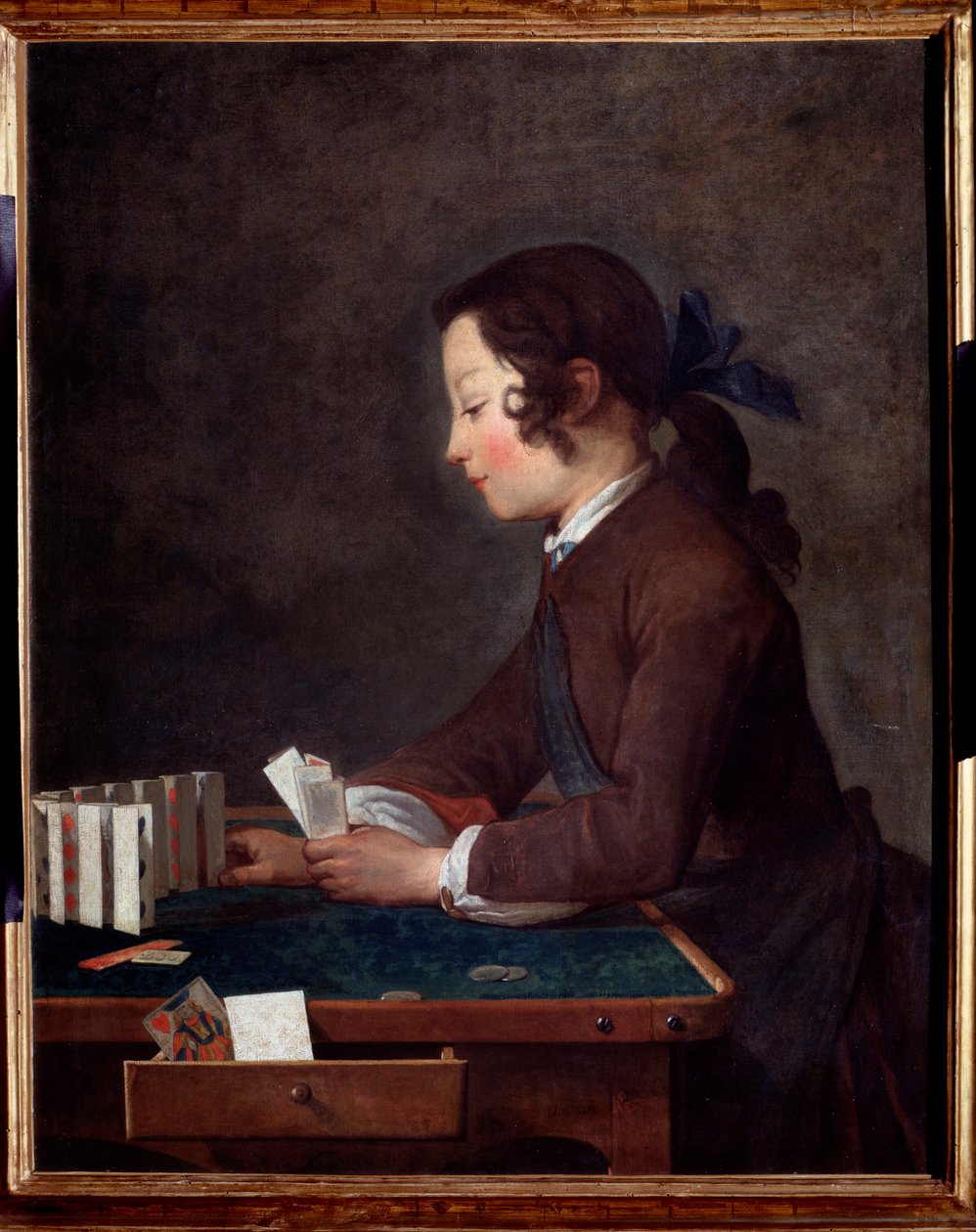 Un joven jugando a las cartas de Jean Baptiste Simeon Chardin
